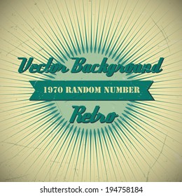 Old vector retro vintage design. Sunbeam background.