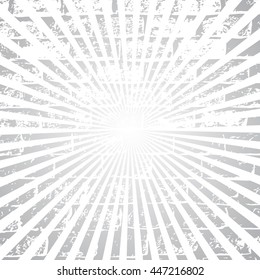 Old vector round polka-dot etro vintage label on sunrays background.