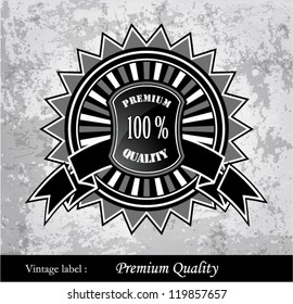 Old vector round retro premium quality label