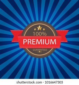 Old vector round retro vintage label on sunrays background