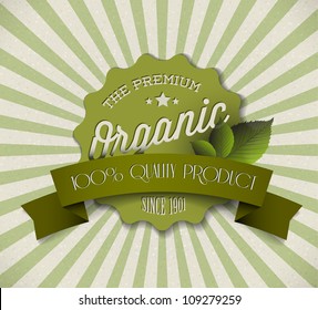 Etiqueta de hueso vectorial antiguo redondo retro vintage para producto biológico/orgánico