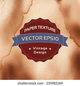 Old vector round retro vintage label on the old paper 
