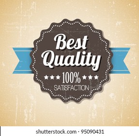 Old vector round retro vintage grunge label - best quality