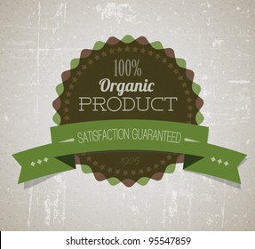 Old vector round retro vintage grunge label for bio / organic product