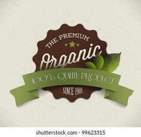 Old vector round retro vintage grunge label for bio / organic product