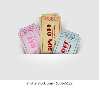 Old Vector vintage paper sale coupons with codes