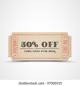 Old Vector vintage paper sale coupon with code