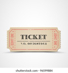 Old Vector Vintage Paper Ticket With Number