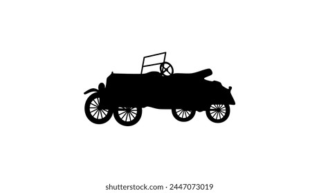 old vehicle, black isolated silhouette