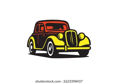 old version car vector illustration for  brand and logo