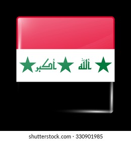 Old Version of Flag of Iraq. Glassy Icon Square Shape. This is File from the Collection Flags of Asia