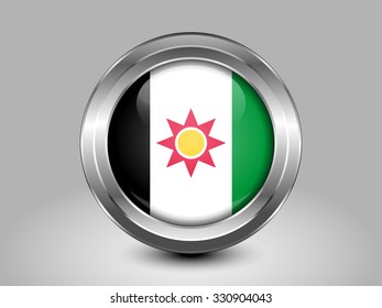 Old Version of Flag of Iraq. Metal Round Icons. This is File from the Collection Asian Flags