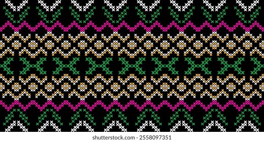 old and Vibrant Ethnic Seamless Pattern with Geometric Shapes and Tribal Motifs. Perfect for textile, wallpaper, fabric, fashion, interior design, packaging, and more.