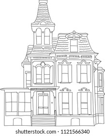 Old Victorian House Free Hand Drawing Sketch