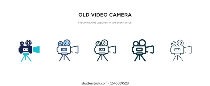 old video camera icon in different style vector illustration. two colored and black old video camera vector icons designed in filled, outline, line and stroke style can be used for web, mobile, ui