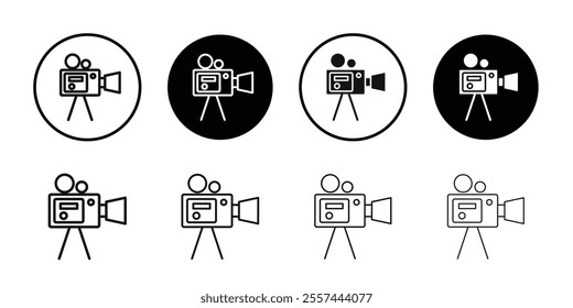 old video camera icon logo sign set vector outline
