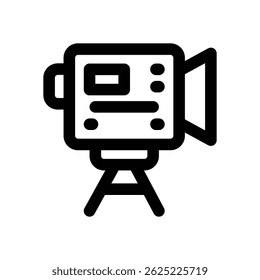 old video camera line icon. Clean and minimalist vector icon for websites, mobile apps, presentations, and logos. Fully scalable and customizable for any project.