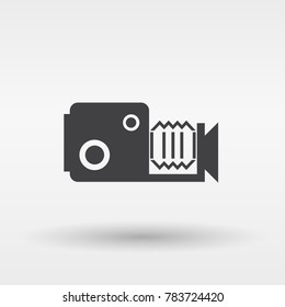 Old video camera vector icon. Camcorder icon