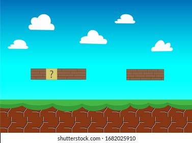 Old video game, retro style Background, Arcade brick style vector illustration