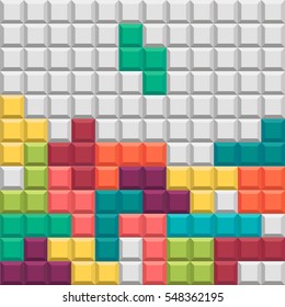 Old video game square template. Bricks pieces on white background