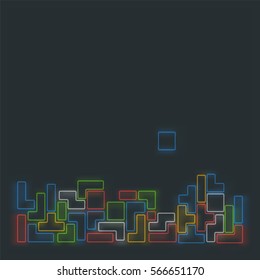 Old video game square template. Blurred colorful line brick games background. Vector illustration.