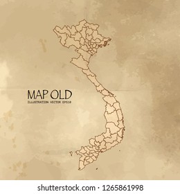 Old vietnam map with vintage paper texture vector format. vector eps10 - Vector