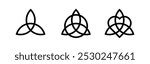 Old viking black triquetra. Simple black vector illustration. Ornament of medieval celtic knot.