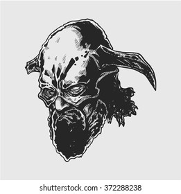 Old Viking Head Illustration