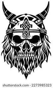 Vector de cráneo de Viejo Viejo Vector de Cráneo de Viking