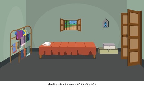 Old village bed room background design