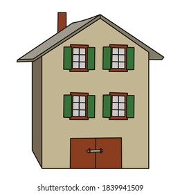 old village house architecture vector design. vintage building illustration