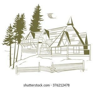 old village house in forest