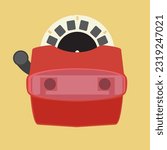 Old vintage 3d toy viewer  and reels. Back view.Old vintage toy. Rear view. flat design cartoon concept. vector, illustration Retroviewer toy.