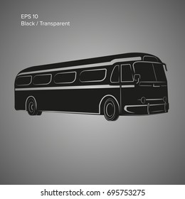 Old vintage american bus vector illustration. Retro passenger vehicle