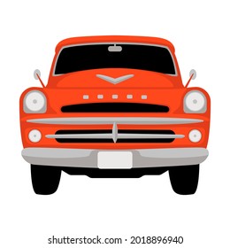 old vintage american car, vector illustration,flat style, front view