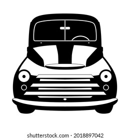 old vintage american car, vector illustration, lining draw , front view
