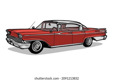 Old vintage american car - vector illustration