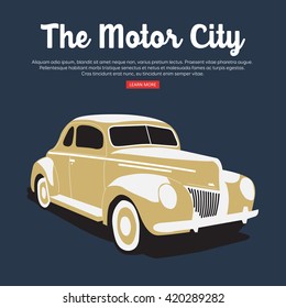 Old vintage American car. Vector illustration. 