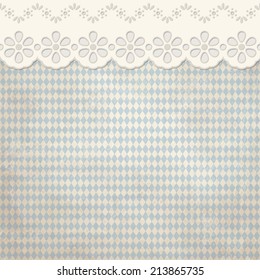 old vintage background with checkered Oktoberfest pattern