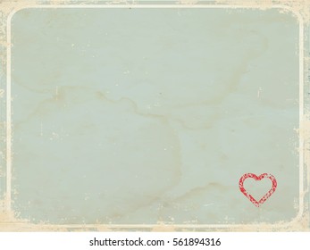 Old vintage background  with little heart and place for your text
