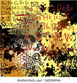 old vintage background with the text and with spots of paint
