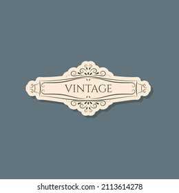Old vintage banner, isolated design element, frame with ornament.