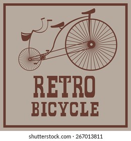 Old vintage bicycle with big wheels for two person. Brown colour