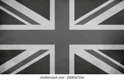 Old vintage black and white British flag.