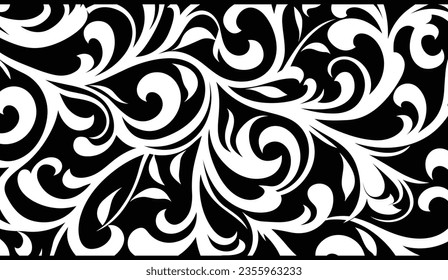 Old Vintage Black and White Scroll Pattern Vector, in the Style of Ceramic, 1970–Present, Precisionist Art, Phoenician Art, Pattern Designs