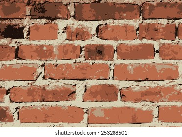 Old vintage brick wall. Background, pattern. Vector illustration