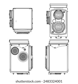 Vieja cámara de Antiguas 01. Ilustración De Cámara Retro Aislada Sobre Fondo Blanco.