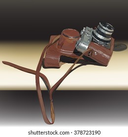 old vintage camera with cover film vector isolated
