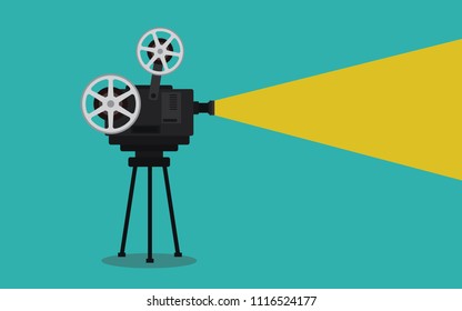 old vintage camera movie on tripod vector illustration