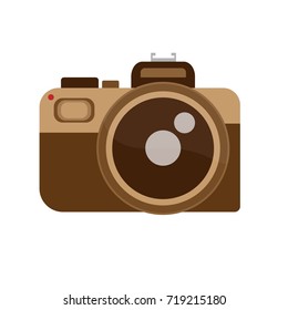 old vintage camera sepia vector isolated with white background